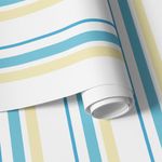 Papel de Parede Listras Amarelo e Tons de Azul