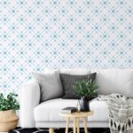 Papel de Parede Geométrico Quadriculado Teia Azul