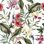 Papel de Parede Flores e Folhas Tropicais