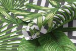 Papel de Parede Folhagem Tropical Fundo Geométrico