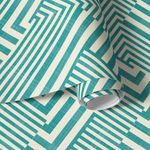 Papel de Parede Verde Turquesa Geométrico Abstrato