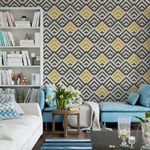 Papel de Parede Geométrico Abstrato Amarelo e Preto