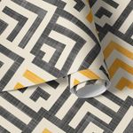 Papel de Parede Geométrico Abstrato Amarelo e Preto