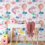 Papel de Parede Infantil Balões Rosa em Aquarela