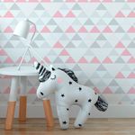 Papel de Parede Infantil de Triângulos (Tons de Rosa)