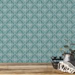 Papel de Parede Verde Turquesa de Arabesco 