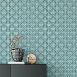 Papel de Parede Verde Turquesa de Arabesco 