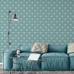 Papel de Parede Verde Turquesa de Arabesco 