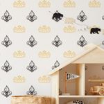 Papel de Parede Infantil de Flor de Lis e Coroa 