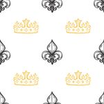Papel de Parede Infantil de Flor de Lis e Coroa 