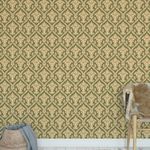 Papel de Parede Arabesco Damasco (Verde Escuro)