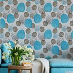 Papel de Parede Bolas Circuladas (Azul e Cinza)
