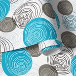 Papel de Parede Bolas Circuladas (Azul e Cinza)