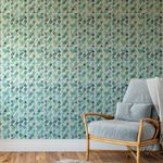 Papel de Parede Triângulos Abstratos (Tons de Verde e Azul)