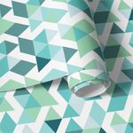Papel de Parede Triângulos Abstratos (Tons de Verde e Azul)