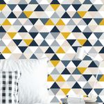 Papel de Parede Abstrato Triângulos (Azul e Amarelo)