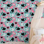 Papel de Parede Infantil Corações e Gatinhos 