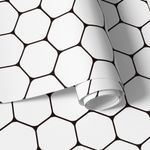 Papel de Parede Preto e Branco Hexágonos 