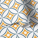 Papel de Parede Círculos Abstratos (Azul e Amarelo)