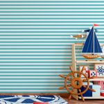 Papel de Parede Azul Turquesa com Listras 