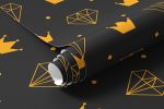 Papel de Parede Diamante e Coroa (Preto e Amarelo)