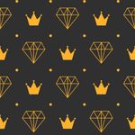 Papel de Parede Diamante e Coroa (Preto e Amarelo)