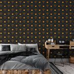Papel de Parede Diamante e Coroa (Preto e Amarelo)