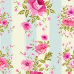 Papel de Parede Rosas com Listras