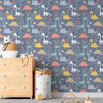 Papel de Parede Dinossauros (Azul) 