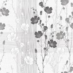 Papel de Parede Cinza Floral Abstrato 