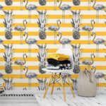 Papel de Parede Tropical, Abacaxis e Flamingos 
