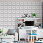 Papel de Parede Branco Quadrados 3D 