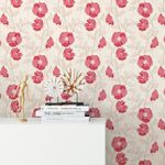 Papel de Parede Floral Vermelho 