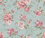 Papel de Parede Fundo Azul com Flores Rosas 