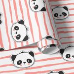 Papel de Parede Rosa com Pandas (Infantil)