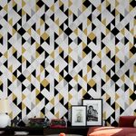 Papel de Parede Abstrato Triângulos (Preto e Amarelo)