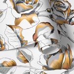 Papel de Parede Rosas Brancas com Dourado