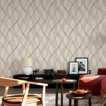 Papel de Parede Linhas Onduladas (Ocre)