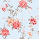 Papel de Parede Flores Retrô (Fundo Azul)