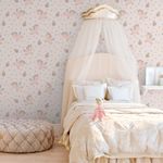 Papel de Parede Infantil Unicórnios e Estrelas (Rosa)