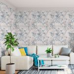 Papel de Parede Flores Retro (Azul)