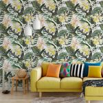 Papel de Parede Tropical Flores e Folhas 