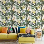 Papel de Parede Tropical Flores e Folhas 