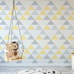 Papel de Parede Triângulos Amarelo e Cinza (Grande)