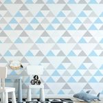 Papel de Parede Triângulos Azul e Cinza (Grande)