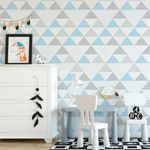 Papel de Parede Triângulos Azul e Cinza (Grande)