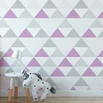 Papel de Parede Triângulos Lilás e Cinza (Grande)