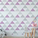 Papel de Parede Triângulos Lilás e Cinza (Grande)