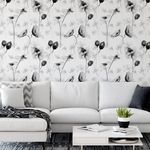 Papel de Parede Flores Aquarelas (Preto e Branco)