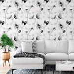 Papel de Parede Flores Aquarelas (Preto e Branco)